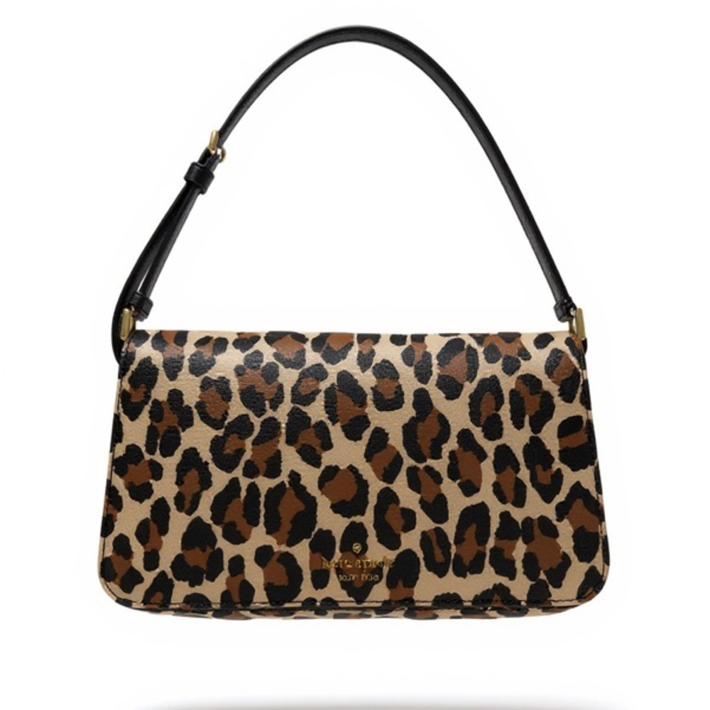 Kate Spade New York Leopard Print Shoulder Bag Faux Leather Magnetic Closure NWT